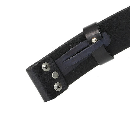 3.3cm and 3.8cm width Vintage No Buckle belt suit Smooth buckle belts men luxury Cowskin Soild Genuine leather without buckle