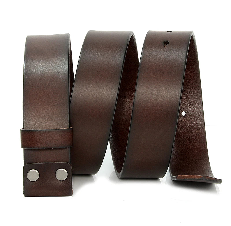 3.3cm and 3.8cm width Vintage No Buckle belt suit Smooth buckle belts men luxury Cowskin Soild Genuine leather without buckle