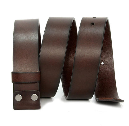 3.3cm and 3.8cm width Vintage No Buckle belt suit Smooth buckle belts men luxury Cowskin Soild Genuine leather without buckle