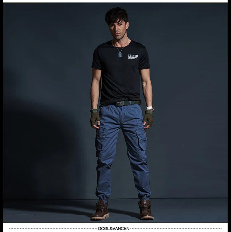 High Quality Khaki Casual Pants Men Tactical Joggers Camouflage Cargo Pants Multi-Pocket Fashions Black Army Trousers Work Wear