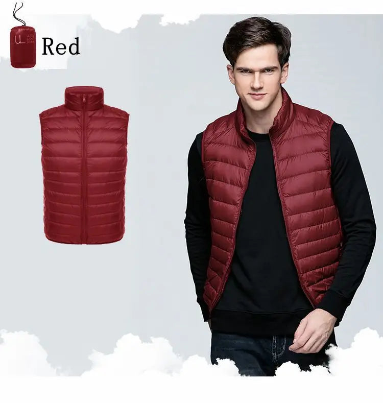 Men Sleeveless Warm Vest Ultra Light Down Vest Man Winter Solid Sleeveless Jacket Men's Lightweight Waterproof Vests