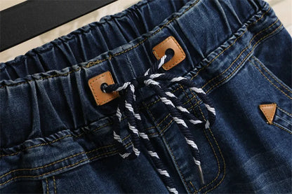 Large Size Women Fat MM Summer Students Denim Shorts Female Five Points Wide Leg Harem Trousers MZ1573