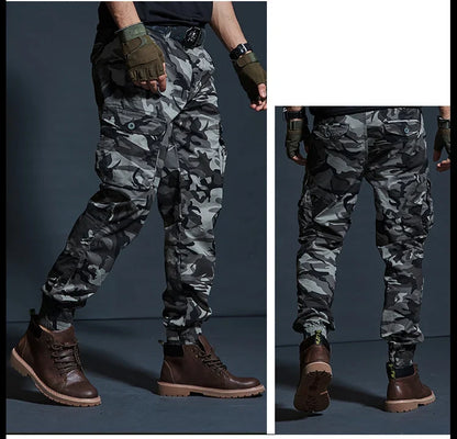 High Quality Khaki Casual Pants Men Tactical Joggers Camouflage Cargo Pants Multi-Pocket Fashions Black Army Trousers Work Wear
