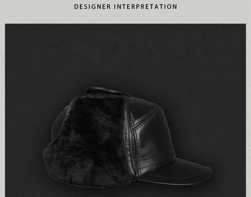Genuine Leather caps Winter Warm Bomber Hats Sheepskin fuzz Earmuffs hat Men's Cap 모자 골프용품 땡처리 кепка casquette gorras hombre