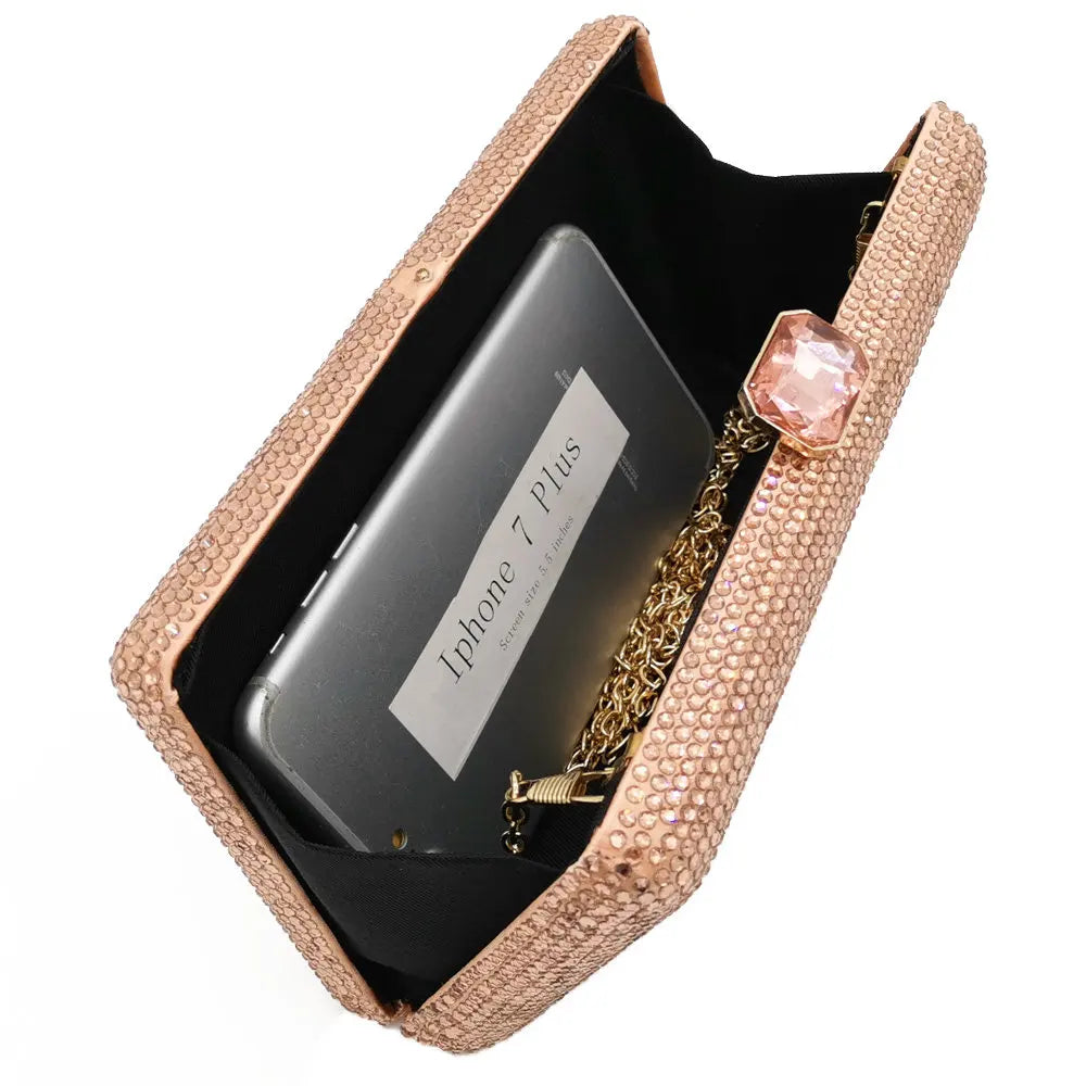 Women Black Crystal Clutch Evening Bags Wedding Bridal Rhinestone Box Handbags Party Dinner Diamond Clutch Purse