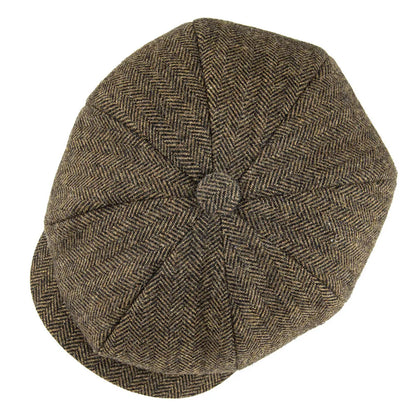 Wool Tweed Newsboy Cap Herringbone Men British Gatsby Retro Hat Driver Flat Cap for Male Vintage Herringbone Beret