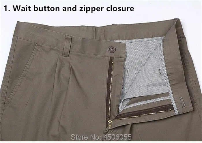 Men Pants Thin Summer Cotton Straight Trousers Plus Size 40 42 44 46 Business Hombre Beige Grey Dark Blue Office Formal Pantolon