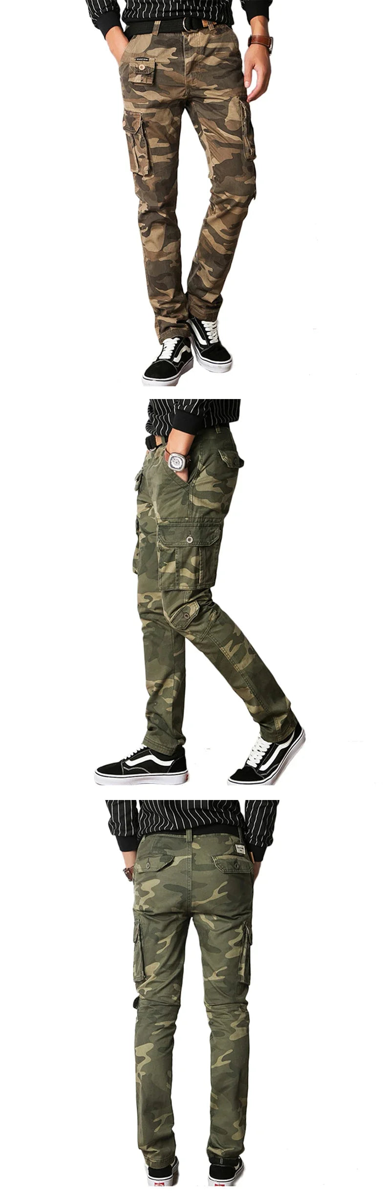 New Men Fashion Military Cargo Pants Slim Regualr Straight Fit Cotton Multi Color Camouflage Green Yellow Black Trousers