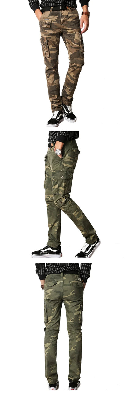 New Men Fashion Military Cargo Pants Slim Regualr Straight Fit Cotton Multi Color Camouflage Green Yellow Black Trousers