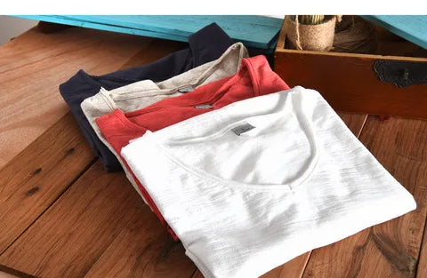 100% Cotton Short Sleeve V-Neck T Shirt Men Solid White Men T-Shirt Summer Comfortable and Breathable Soft Tshirt Mens Camiseta