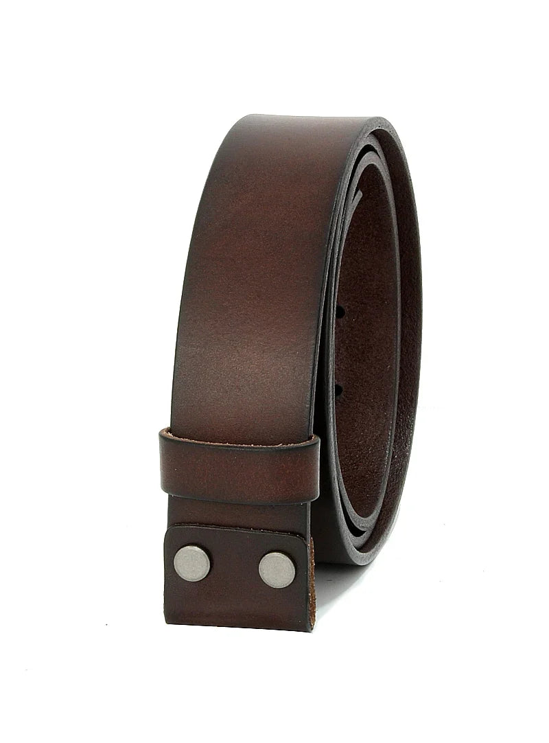 3.3cm and 3.8cm width Vintage No Buckle belt suit Smooth buckle belts men luxury Cowskin Soild Genuine leather without buckle