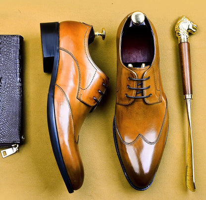 High Quality Handmade Oxford Dress Shoes Men Genuine Cow Leather Suit Shoes Footwear Wedding Formal Italian Shoes Hot Size 37-46