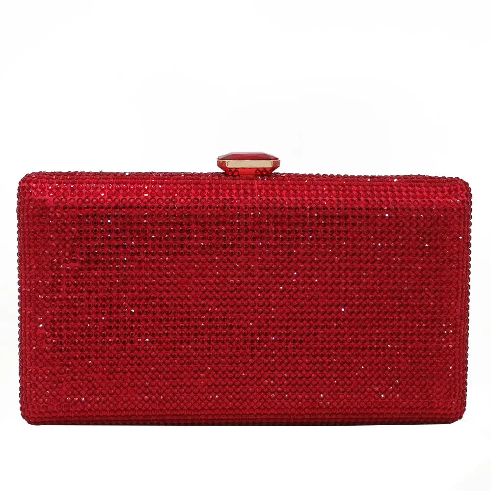 Women Black Crystal Clutch Evening Bags Wedding Bridal Rhinestone Box Handbags Party Dinner Diamond Clutch Purse