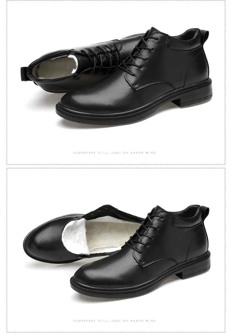 Size 35~50 Warm Heighten Boots Genuine Leather Men Boots High Quality Autumn Snow Boots Men Waterproof Soft Ankle Shoes