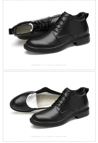 Size 35~50 Warm Heighten Boots Genuine Leather Men Boots High Quality Autumn Snow Boots Men Waterproof Soft Ankle Shoes