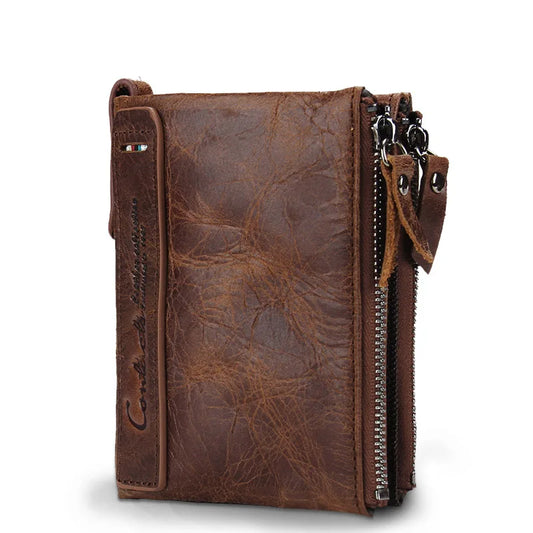 Portefeuille en cuir de vachette véritable Crazy Horse pour homme, petit porte-monnaie court, portefeuille vintage de marque de haute qualité