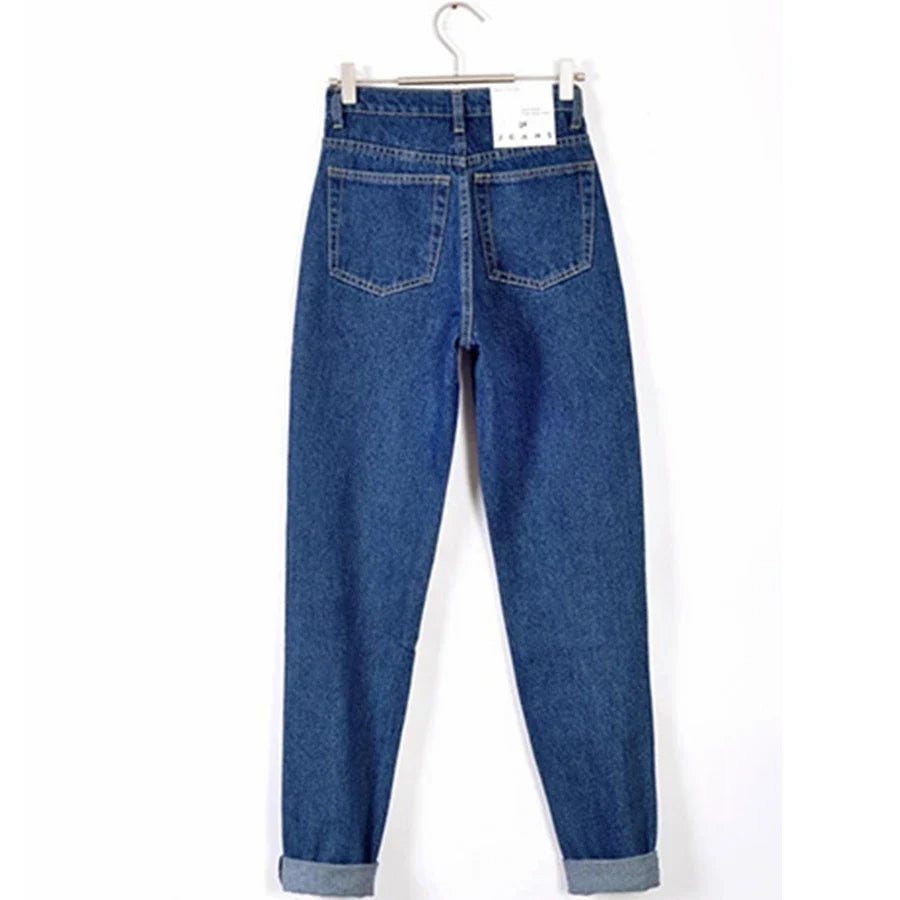 Vintage high waist jeans woman 2025 skinny black blue mom boyfriend jeans for women denim pants female trousers streetwear