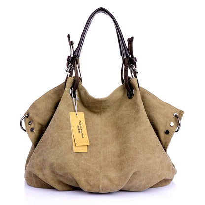 Women's Large Capacity Canvas Messenger Bag Fashion Casual Solid Crossbody Shoulder Tote Handbag Designer Female
