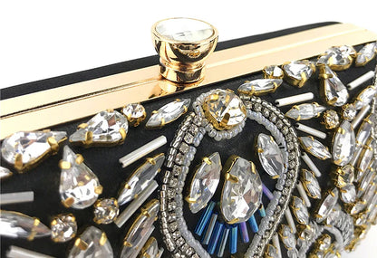 Luxury Diamond Rhinestone Clutch Bags Exquisite Female clutches Pearls Beaded Chain Handbags Wedding Purse Shouler Bag ZD1234
