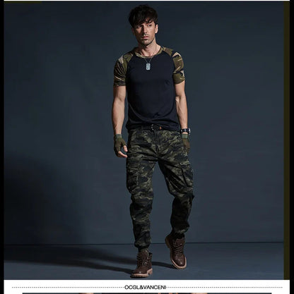 High Quality Khaki Casual Pants Men Tactical Joggers Camouflage Cargo Pants Multi-Pocket Fashions Black Army Trousers Work Wear