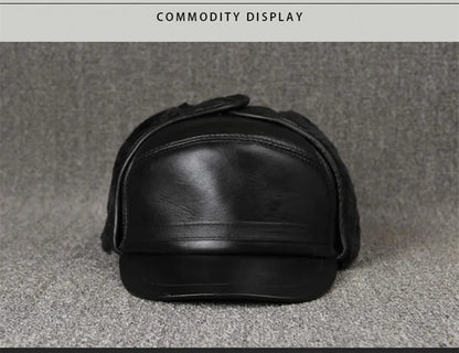 Genuine Leather caps Winter Warm Bomber Hats Sheepskin fuzz Earmuffs hat Men's Cap 모자 골프용품 땡처리 кепка casquette gorras hombre