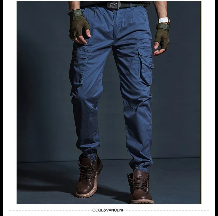 High Quality Khaki Casual Pants Men Tactical Joggers Camouflage Cargo Pants Multi-Pocket Fashions Black Army Trousers Work Wear