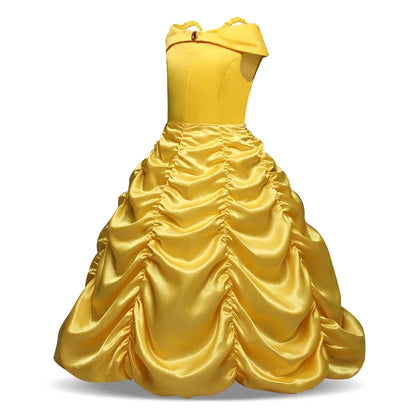 Belle Princess Dress Girls Dresses for Beauty and the Beast Kids Party Clothing Magic Stick Crown Children Costume
