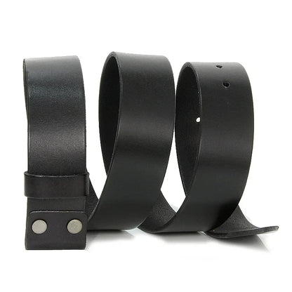 3.3cm and 3.8cm width Vintage No Buckle belt suit Smooth buckle belts men luxury Cowskin Soild Genuine leather without buckle