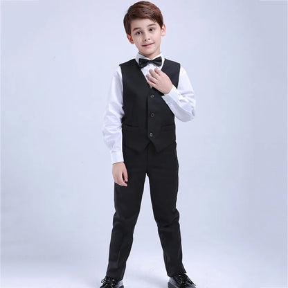 6Pcs Classic Boys Suits for Weddings Formal Blazer Kids Tuxedo Shirt Vest Party Ring bearer Suits Black