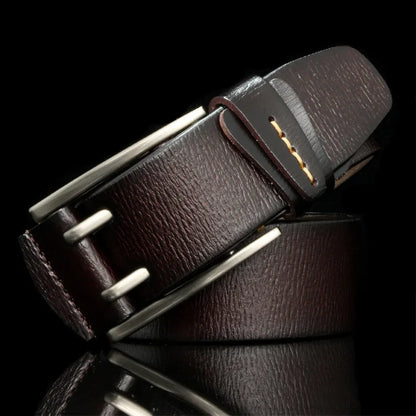 4 CM Width Fashion British Style Double Pin Buckle High Quality Genuine Leather Belt For Men Casual Jeans Waistbands Strap