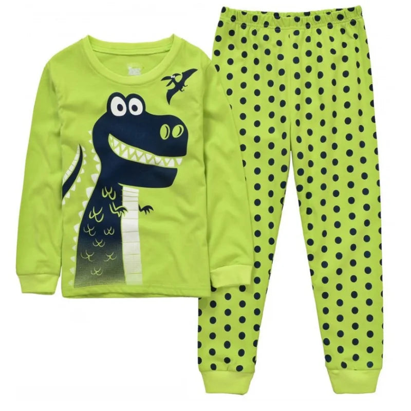 Digger Vehicle Baby Boys Clothes Suits 100% Cotton Children Pajamas Kids Sleepwear Sets Nightgown PJ'S Long Tees Shirts Pant Set
