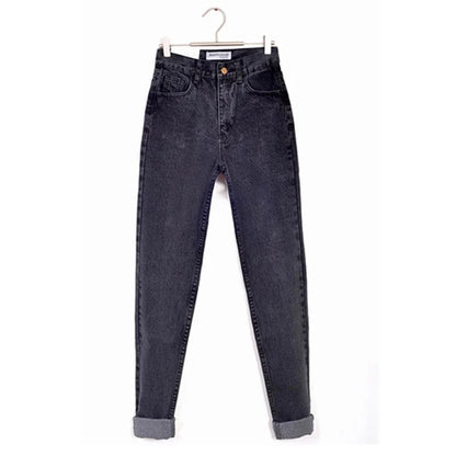 Vintage high waist jeans woman 2025 skinny black blue mom boyfriend jeans for women denim pants female trousers streetwear