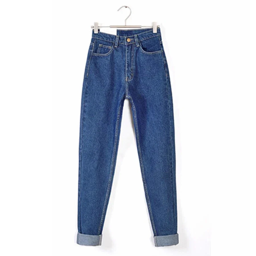 Vintage high waist jeans woman 2025 skinny black blue mom boyfriend jeans for women denim pants female trousers streetwear