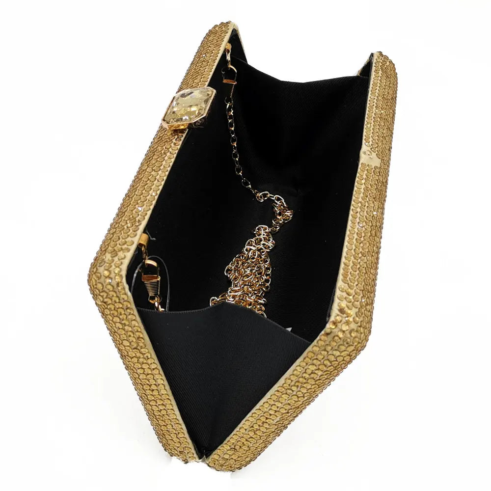 Women Black Crystal Clutch Evening Bags Wedding Bridal Rhinestone Box Handbags Party Dinner Diamond Clutch Purse