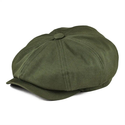 Newsboy Cap Men's Twill Cotton Eight Panel Hat Women's Baker Boy Caps Retro Big Large Hats Male Boina Green Beret