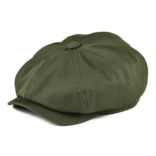 Newsboy Cap Men's Twill Cotton Eight Panel Hat Women's Baker Boy Caps Retro Big Large Hats Male Boina Green Beret