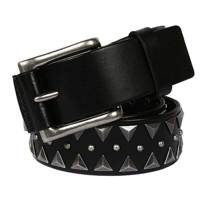 Genuine Leather Heavy Metal Rivet Punk Belts For Men Rock Stud Cowboy Belt Men Ceinture Homme Waist Belt Cinturon Mujer