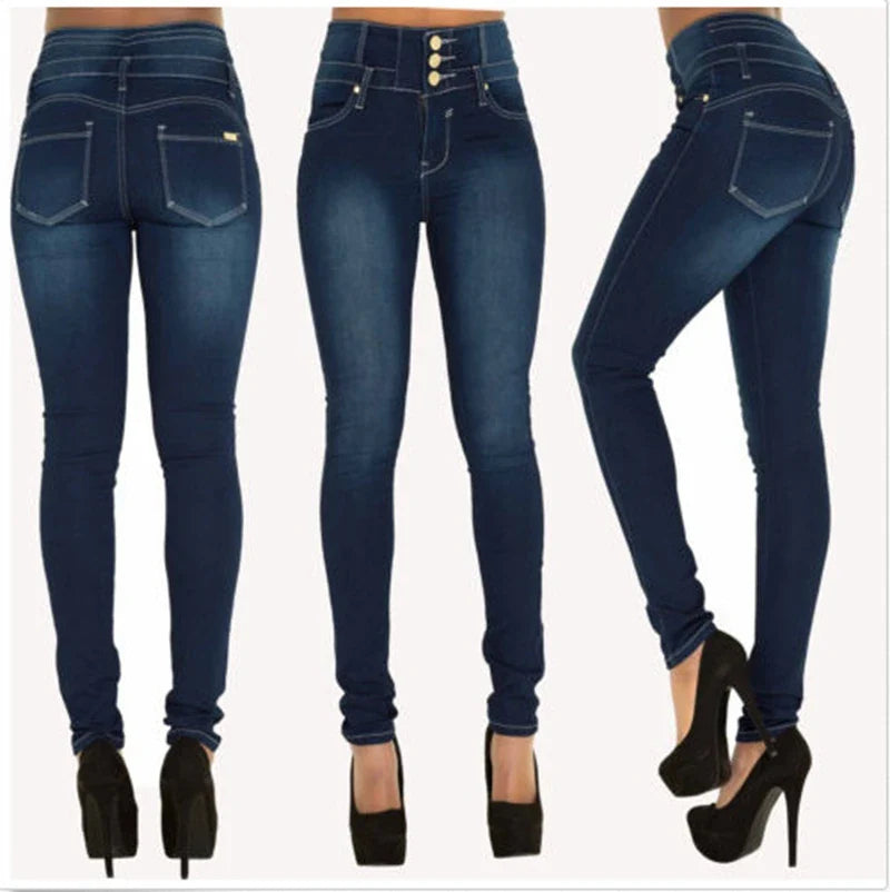 Women Black Jeans Push Up Pencil Denim Pants Ladies Vintage High Waist  Casual Stretch Skinny Mom Jean Slim Femme