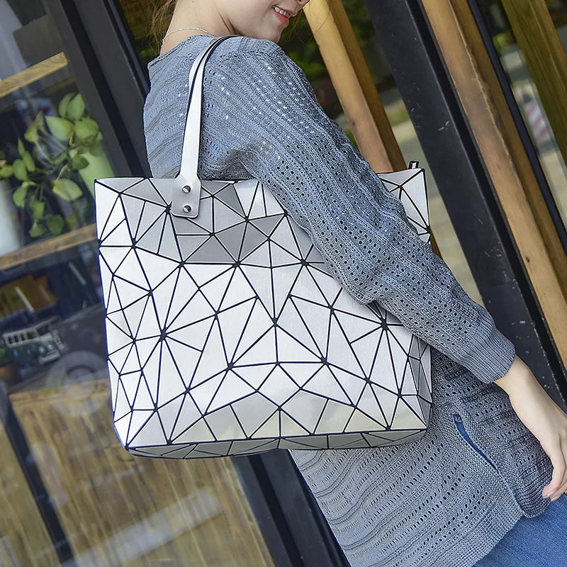 Women Bag Hot Sale 2026 Female Tote Shoulder Bag New Luxury Handbags Woman Bags Designer Geometry Hologram Top-Handle Bag
