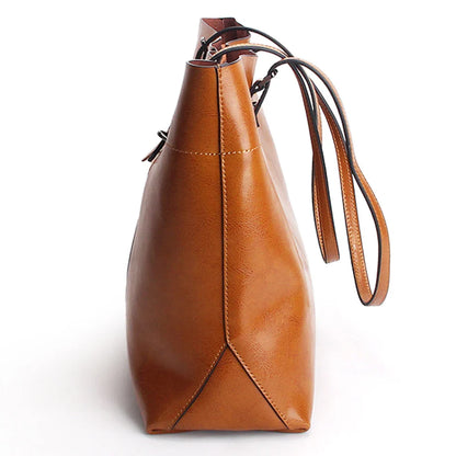 New Brown Women Handbag 100% Genuine Leather Female Shoulder Purse Ladies Black Tote Bag Large Capacity Shopping Bags