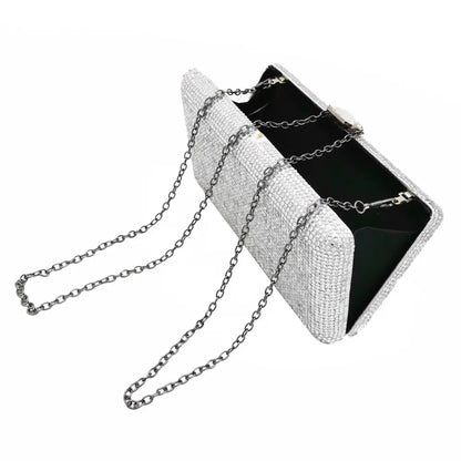 Women Black Crystal Clutch Evening Bags Wedding Bridal Rhinestone Box Handbags Party Dinner Diamond Clutch Purse