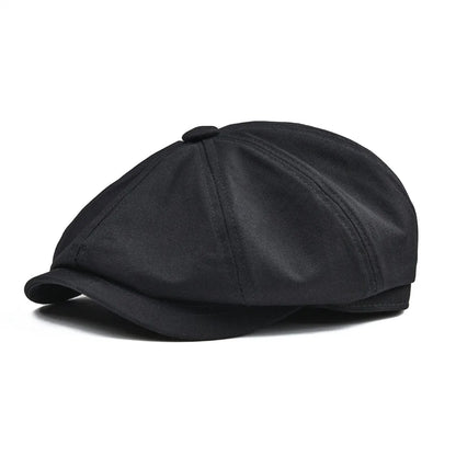Newsboy Cap Men's Twill Cotton Eight Panel Hat Women's Baker Boy Caps Retro Big Large Hats Male Boina Black Beret 003