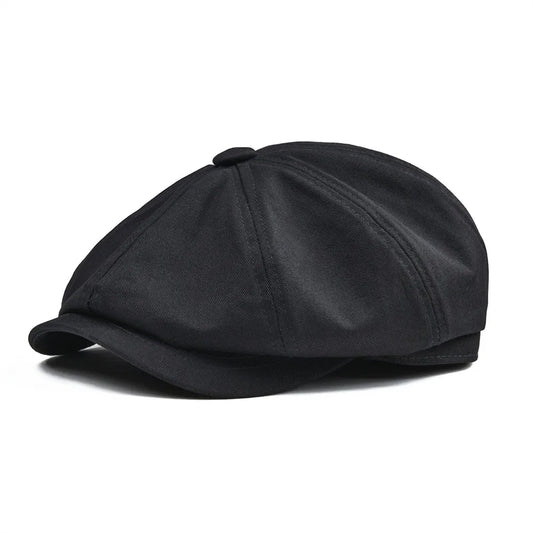 Newsboy Cap Men's Twill Cotton Eight Panel Hat Women's Baker Boy Caps Retro Big Large Hats Male Boina Black Beret 003