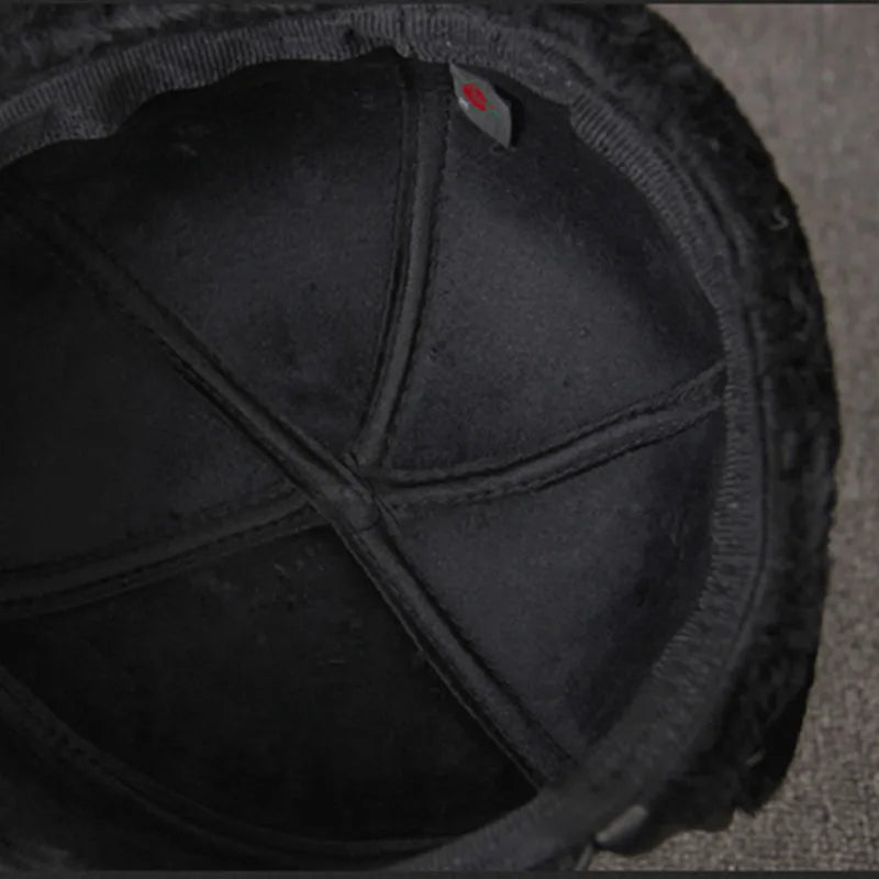 Genuine Leather caps Winter Warm Bomber Hats Sheepskin fuzz Earmuffs hat Men's Cap 모자 골프용품 땡처리 кепка casquette gorras hombre