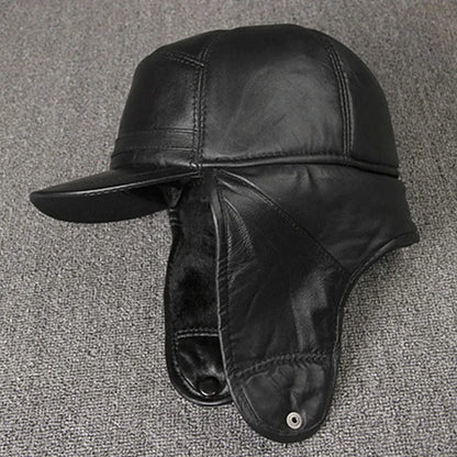 Genuine Leather caps Winter Warm Bomber Hats Sheepskin fuzz Earmuffs hat Men's Cap 모자 골프용품 땡처리 кепка casquette gorras hombre