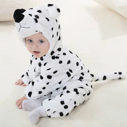 Winter Baby Rompers Baby Pijamas Panda Tiger Leopard Monkey Fox Animal Cartoon Hooded Jumpsuits Cosplay Costume Boys Girl Pajama