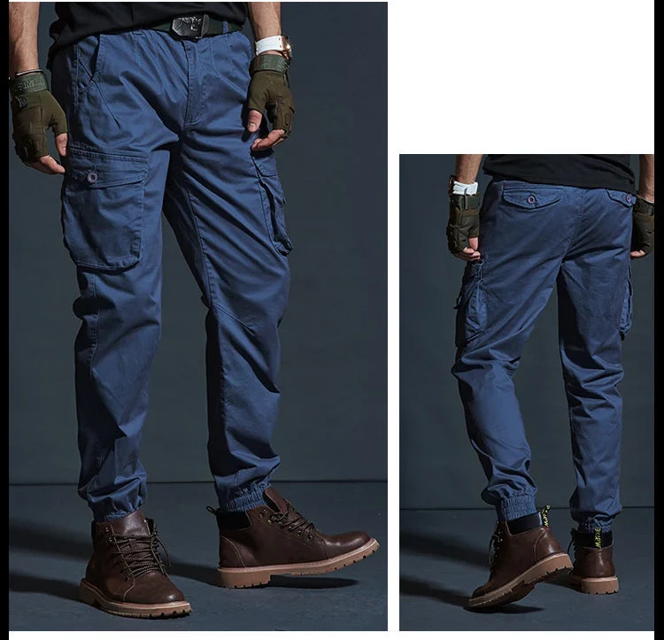 High Quality Khaki Casual Pants Men Tactical Joggers Camouflage Cargo Pants Multi-Pocket Fashions Black Army Trousers Work Wear