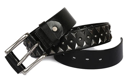 Genuine Leather Heavy Metal Rivet Punk Belts For Men Rock Stud Cowboy Belt Men Ceinture Homme Waist Belt Cinturon Mujer