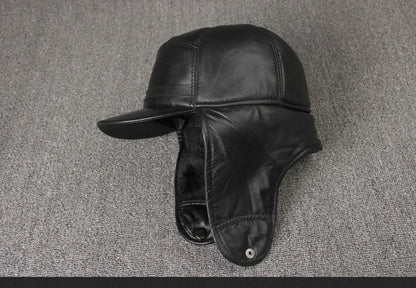 Genuine Leather caps Winter Warm Bomber Hats Sheepskin fuzz Earmuffs hat Men's Cap 모자 골프용품 땡처리 кепка casquette gorras hombre