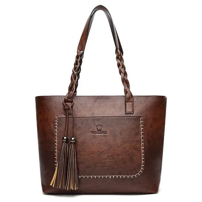 Women Messenger Bags Leather Daily Luxury Tassel Leather Handbags Female Designer Bag Vintage Big Tote Shoulder Bag High Quality